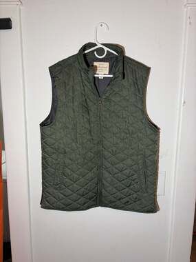 Weatherproof Vintage Men's Diamond Quilted Full-Zip Vest, Rosin Green, Size Larg